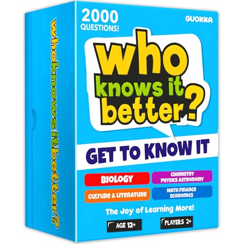 Card Games for Kids 8-12 - Set of 4 Board Family Games for Kids and Adults | Trivia Cards for Family Game Night - Who Knows It Better 2000+ Questions Across Biology, Culture, STEM and Math - color: 02. 4 in 1 Set