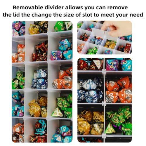 DND Dice Storage Box Each 24 Grids Polyhedral Dice Organizer with Removable Dividers Holding Up to 1600 Dices Small Craft Containers for Dice Collectors or RPG D&D Games (One Box) - size: One Box