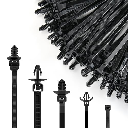 GOOACC Push Mount Cable Zip Ties Heavy Duty Nylon 5 Popular Sizes | Self-Locking Cable Tie Assortment for Indoor Outdoor Construction and Automotive Wiring 160 PCS - color: 160pcs Push Mount Cable Zip Tie-5 Sizes