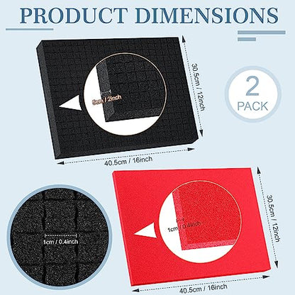 Frienda 4 Pcs Foam for Cases Pick Apart Inserts 2 Size Pluck Pre Cube Sheet Foam with Bottom Use for Board Game Box Cases Storage Drawer Tool Box, Black Red(16 x 12 x 2'')