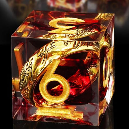 Golden Ring DND Dice Set, 7pcs D&D Polyhedral Sharp Edge Resin Dice with Box, Dice Set for Role Playing Dungeons and Dragons, Playing Games for D and D MTG RPG (Red) - color: Ring Red, style: Ring