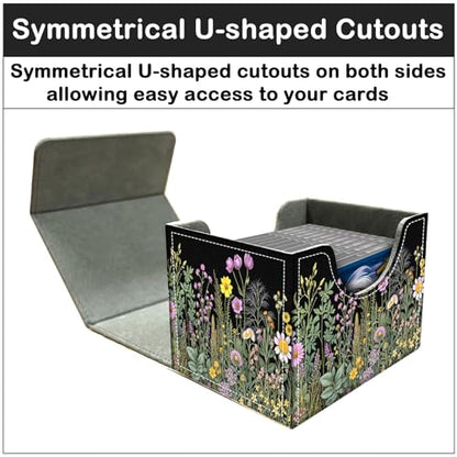 Card Deck Box for MTG Trading Cards with Magnetic Closure,Premium Card Storage Box Case Cover for TCG CCG Magic Cards,Natural Wildflowers - color: Natural Wildflowers