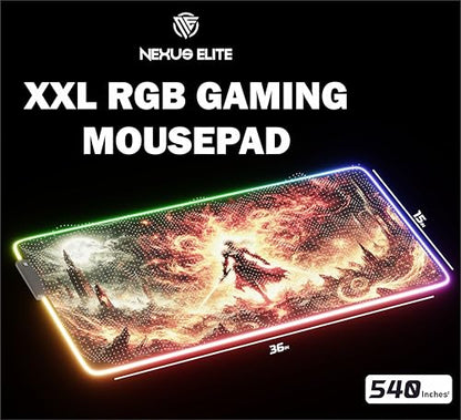 RGB Gaming Mouse Pad Large Extended Desk Mat 35.4x15.7in XXL XXXL Mousepad LED Light Up Keyboard Mat PC Gamer Desk Pad Gaming Accessories Extra Big Mouse Mat for Desk - Hellfire Crusader - color: Hellfire Crusader