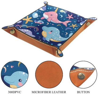 Dolphins Starfishes Dice Tray Dice Rolling Tray Folding Dice Holder for Dice Games, Like RPG, DND and Other Table Games - color: Multi 11