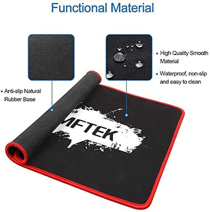 MFTEK One-Handed RGB Gaming Keyboard, USB Wired Letters Glow with Wrist Rest Support Multimedia 35 Keys Mini Gaming Keypad, Backlit Ergonomic Mechanical Feel & 6400 DPI Programmable Mouse Combo Set