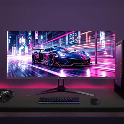 CRUA 34" Ultrawide Gaming Monitor 165Hz, UWQHD 3440x1440 IPS Computer Monitor, 21:9 Wide Screen, FreeSync, PIP/PBP, 120% sRGB, Built-in Speakers, HDMI 2.0 & DP 1.4, Wall Mount&Tilt Adjustable