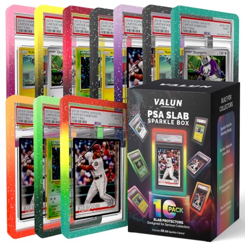 VALUN 10 Pack Sparkling Slab Guards Fits PSA - PSA Slab Protector Hard TPU PSA Slab Guard for Graded Cards – PSA Slab Bumper Guard for graded slabs – Slab Protector for PSA Cards - color: (10) Sparkling Galaxy Burst