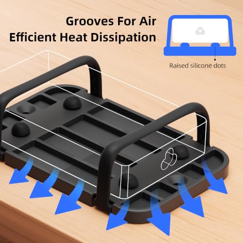 Upgraded Laptop Charger Holder,Adjustable Silicone Strap Power Brick Organizer With Heat Dissipation,Under Desk Cable Management Mount For Most Power Adapters,Chargers, Included Screws & Adhesive - color: Black