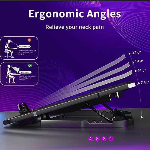 AICHESON Laptop Cooling Pad for 15.6 to 17.3 Inches PC Notebooks, 5 Fans Computer Cooler Stands with Purple Lights Desk Chiller Mat, S035 - color: Purple