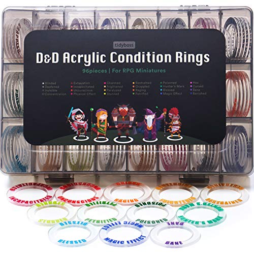 Tidyboss DND 4-Panel Master Screen with 96 PCS Status Effects Condition Rings