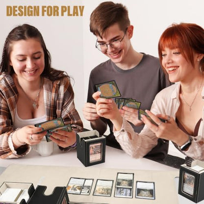 Kabinka MTG Commander Deck Box, Holds 400+ Double-Sleeved Cards | 5-in-1 Card Deck Box, Patented Design, Magnetic Detachable Card Case with Dice Tray, Fits Magic / TCG Cards (Black Gold) - color: Black Gold
