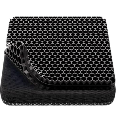 Gel Seat Cushion, Cooling Honeycomb Design for Office Chair Car Wheelchair | Cool & Breathable, Soft & Comfortable - color: Black