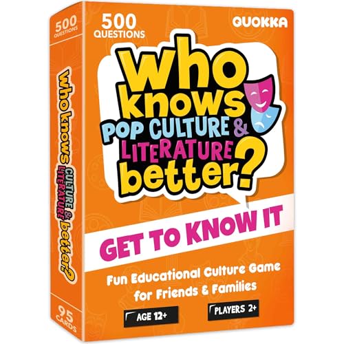 Quokka Card Games for Kids 8-12 - Board Family Games for Kids and Adults | Educational Trivia for Family Game Night and Travel Fun - Who Knows Culture and Literature Better 500+ Questions for Age 12+ - color: 08. Wkbculture