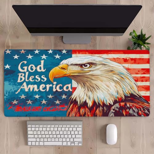 Eagle American Flag Gaming Mouse Pad, with Stitched Edges, Rubber Base Keyboard and Mouse pad Desk Mat Non-Slip Waterproof Protector Writing Pad for Work Game Office Home 15.7x35.4in-3 - color: B 003, size: X-Large