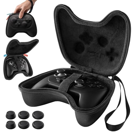 JSAUX Case for Nintendo Switch Pro / Switch 2 Pro Controller, 6 Thumb Grips | Slim Case, Hard Shell Travel Carrying Case, Portable Protective Bag with All Around Protection, Includes 6 Thumb Grips, Black - color: Slim Design + 6 Thumb Grips