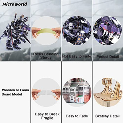 Microworld 3D Metal Model Kits Puzzle, Mechanical Tyrannosaurus Rex Challenge Model Building Kits, Jigsaw Laser Cut Brain Teaser DIY Puzzles for Adults - color: Tyrannosaurus Rex