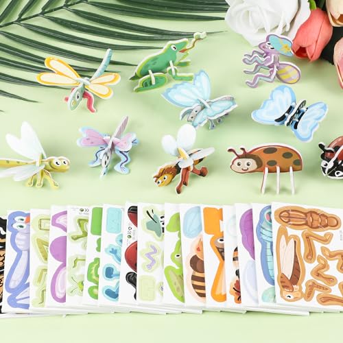 LOMIMOS Educational 3D Cartoon Puzzle,3D Cartoon Jigsaw Creative Learning Model for for Boys & Girls Art DIY Craft Gift Decor (Insect) - style: insect