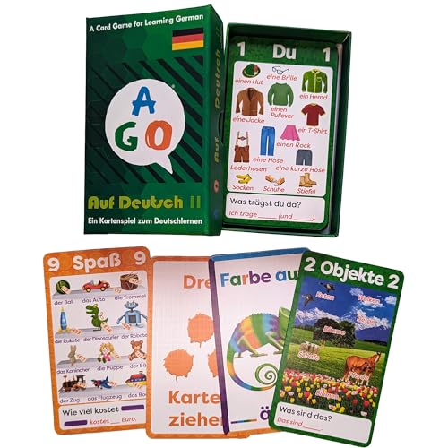 AGO Auf Deutsch 2 Card Game (Deluxe Edition): Learn German The Fun Way! - Boost Vocabulary & Grammar Skills - Learning for All Ages! - style: AGO Auf Deutsch 2 (deluxe edition)