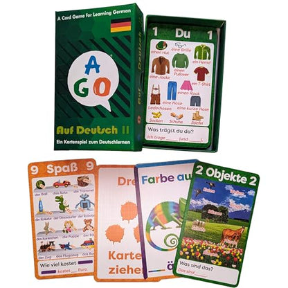AGO Auf Deutsch 2 Card Game (Deluxe Edition): Learn German The Fun Way! - Boost Vocabulary & Grammar Skills - Learning for All Ages! - style: AGO Auf Deutsch 2 (deluxe edition)