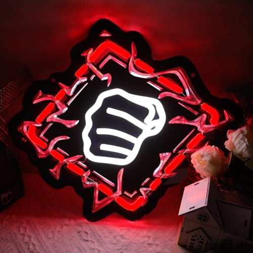 Fist Neon Sign, Japanese Anime Samurai Fist Neon Light with Dimmer Switch for Wall Decor, USB Power LED Lights for Bedroom Game Room Party Man Cave Bar Club Decoration - color: Red, Bangquan