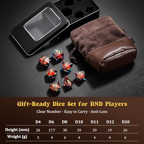 MoKo Liquid Core DND Dice Set 7PCS, Mixed + Gold | Sharp Edge Resin Polyhedral, D20 D12 D10 D8 D6 D4 D%, Gift Box Included, Compatible with Dungeons and Dragons RPG - color: 1 - Mixed + Gold