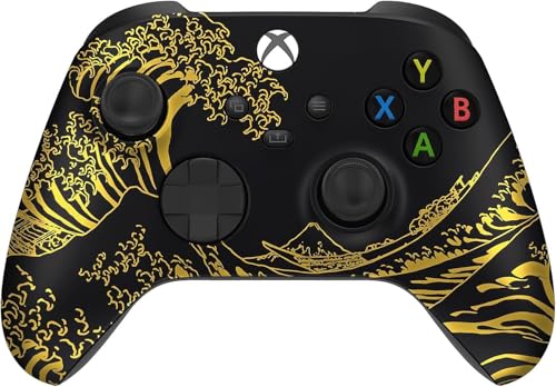 Custom Controllerzz Wireless Controller for Microsoft Xbox Series X/S & Xbox One - Soft Touch Feel - Custom Series X/S Controller (X/S Golden Waves) - color: X/S Golden Waves