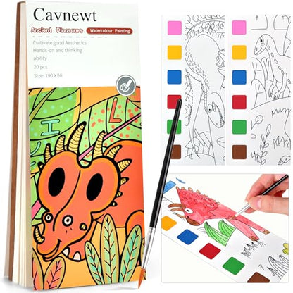 Cavnewt Watercolor Coloring Books for Kids Ages 4-8 - color: Ancient Dinosaurs