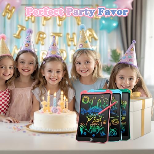 Kids Toys 10 Inch LCD Writing Tablet for Kids, Drawing Pads 2 Pack | Kids Travel Essentials, No Mess Coloring, Sensory Educational Learning Toys, Age 3-5 Boys Girls Gifts - color: 10”pink&blue