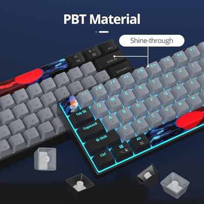 surmen 60% Wired Mechanical Gaming Keyboard, 68 Keys Backlit Ultra-Compact Mini Office Keyboard 60 Percent with Linear Red Switch for PC/Mac Gamer, Typist (68 Dolch) - color: 68 Dolch