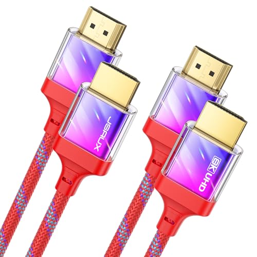 JSAUX 10K 8K HDMI to HDMI Cable 2.1 2 Pack 3ft/1m, 48Gbps Ultra High Speed Super Slim HDMI Cable Braided Cord, 8K@60Hz 4K@120Hz HDCP 2.2&2.3, eARC, ARC, CEC Compatible with TV/Laptop/PS5/Xbox & More - color: Multicolored, size: 3.3ft