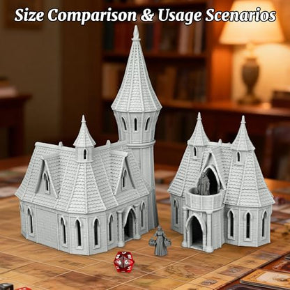 RPG Terrain TTRPG Gothic Scenery - 25mm Scale Unpainted Spire Tower and Balcony Manor Set, Stone Building Map Props for Dungeons and Dragons & Trench Crusade - City Building 3 (AF1104 I) - color: Af1104 I City Building 3