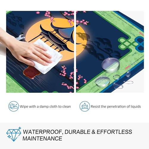 KUNTE Mahjong Mat, Serene Moon, 32"x32" | Non-Slip, Quiet, Waterproof, Foldable, For American Mahjong - color: Serene Moon