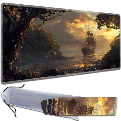for MTG Playmat Non-Slip Rubber Play Mat with Storage Bag Combination, Ideal for Card Game Lovers TCG Play Mat, Pirate Ship - color: Pirate Ship