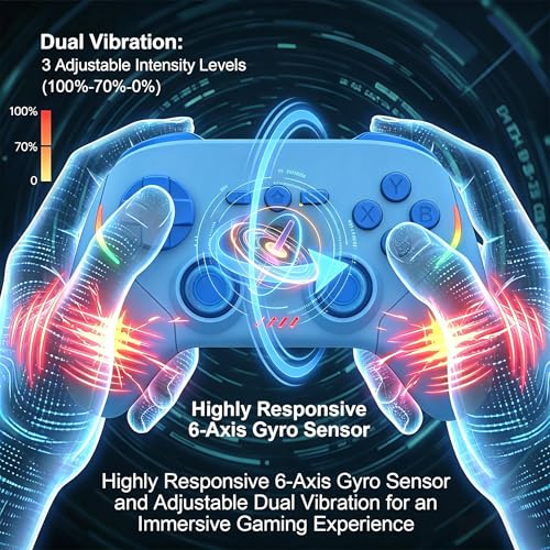 Megadream Phone Controller for PC/Switch 2|Swith/Android/iPad/Tablet/iPhone Controller - RGB light - Hall Effect Trigger/Joystick - Call of Duty, Roblox, Genshin Impact, Direct Play, Blue - color: Blu