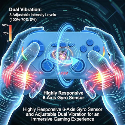 Megadream Phone Controller for PC/Switch 2|Swith/Android/iPad/Tablet/iPhone Controller - RGB light - Hall Effect Trigger/Joystick - Call of Duty, Roblox, Genshin Impact, Direct Play, Blue - color: Blu