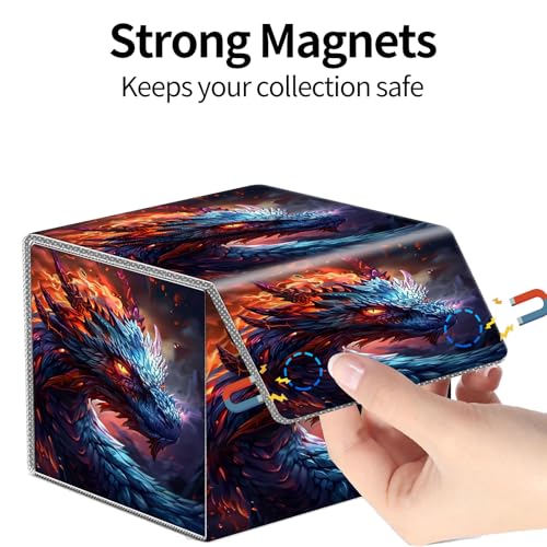 PU Leather Deck Box for MTG Commander Cards, Fits 100+ Double Sleeved Cards, Secure Magnetic Trading Card Storage Case for TCG CCG,Ancient Fire Dragon Art - color: Ancient Fire Dragon Art
