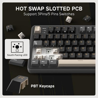 RK ROYAL KLUDGE S98 Wireless Mechanical Keyboard w/Smart Display & Knob | 96% Top Mount RGB Gaming Keyboard BT/2.4G/USB-C, 5-Layer Noise Dampening, Creamy Sound Pre-lubed Switch,Hot Swap, 98 Keys - color: Eclipse Black, size: Linear Cream Switch