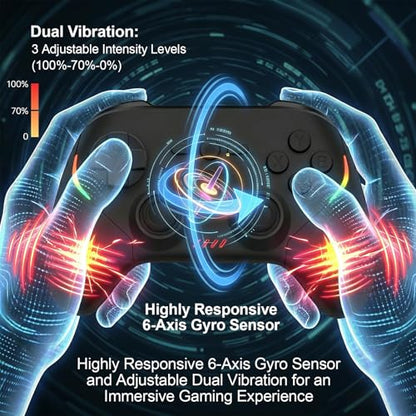 Megadream Phone Controller for PC/Switch 2|Swith/Android/iPad/Tablet/iPhone Controller - RGB light - Hall Effect Trigger/Joystick - Call of Duty, Roblox, Genshin Impact, Direct Play - color: Black