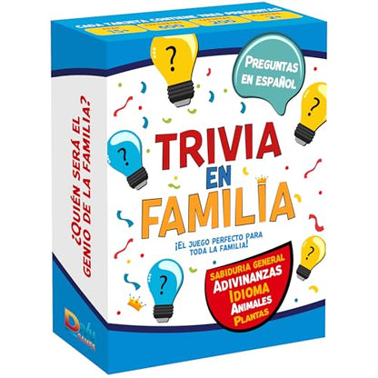 Trivia en Familia – Board Game en Español for Family, Friends, Adults & Teens | Juego de Cartas | Fun and Educational Trivia for Party, Game Night, Travel, Office, Classroom, Birthday