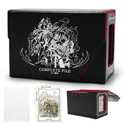 STORY OF WHITE Laser Card Deck Box | YGO MTG Organizer Holds 220+ Double Sleeved Card Storage Trading Games Leather Display Windows with magnetic cardholder - color: Black silver