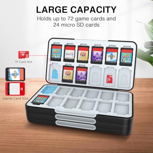 HEIYING Switch Game Card Case for Nintendo Switch 2 / OLED/Lite,Customized Pattern Portable Switch Game Holder with 72 Game Card Slots and 24 Micro SD Cards Slots - color: NSO Console