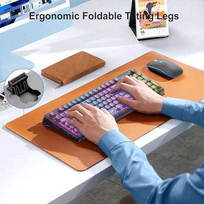Wireless Keyboard and Mouse Combo Rechargeable, Light Up Transparent Backlit Keyboard with 15 LED Lighting Effects, Volume Knob, RGB Mouse, 2.4GHz Wireless for PC Laptop Desktop, Black - color: K04 Black