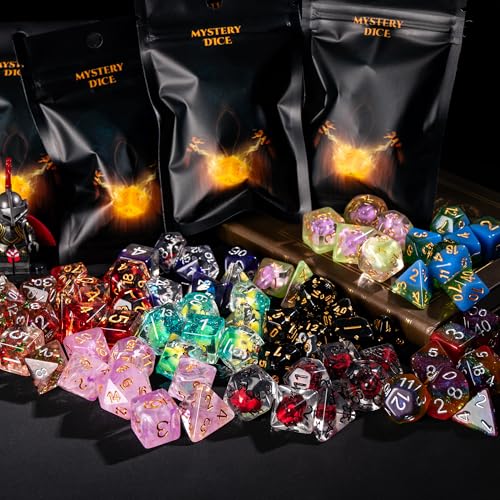 Mystery Dice Set D&D Resin Mystery DND Dice Set for Tabletop Games | Multi-Styles, DM Gift, for Dungeons and Dragons Role Playing Games - color: Mystery-resin