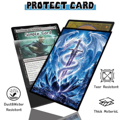 100 Count Card Sleeves Compatible with MTG, Ultra Clear Front & Matte Finish Back, Standard Size TCG Art Sleeves for Trading Cards (Dark Lotus Frost Dragon) - color: Dark Lotus Frost Dragon