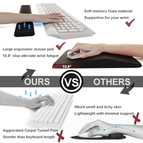 Ospelelf Keyboard Wrist Rest Ergonomic Mouse Pad with Wrist Rest, Arm Wrist Rest for Computer, Office and Gaming,Black - color: Black