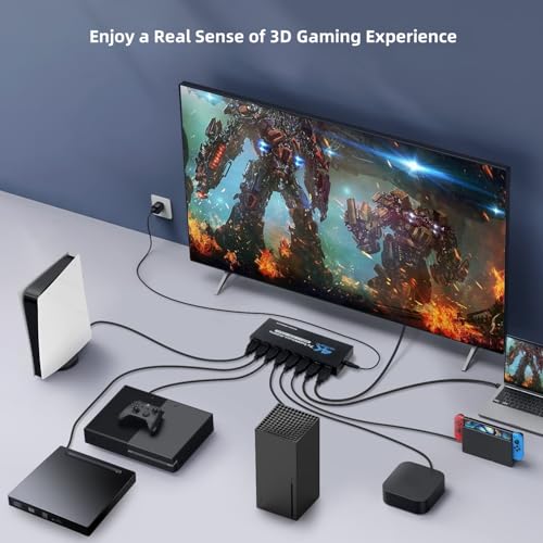 HDMI 2.0 Switch, 4K@60Hz HDMI Switcher 7 in 1 Out with IR Remote, 7 Port HDMI Selector Box Support HDMI2.0, Dolby Vision/Atmos, HDR10 for Box, Switch, PS5/4, Roku, Fire -Stick