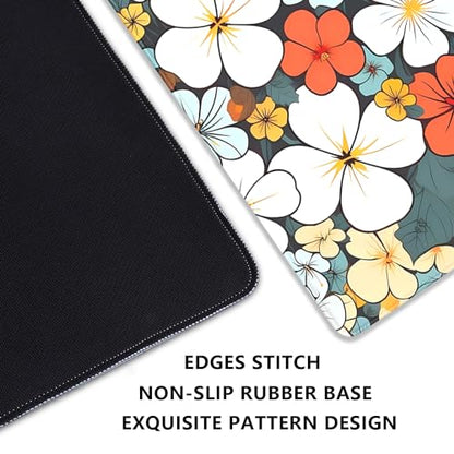 Boho Abstract Floral Mouse Pad Desk Mat,27.5X11.8 in Extended Gaming Mouse Pads with Stitched Edges,Non-Slip Waterproof Rubber Base Mouse Mat for Office,Computer,Keyboard,Laptop and Home Desk Mat - color: Blho Abstact Flower