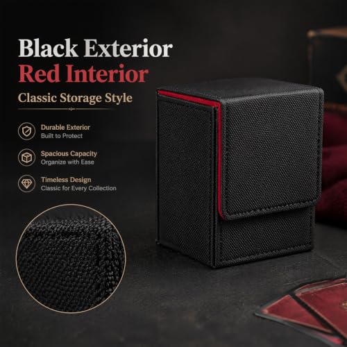 Playing Card Storage Box with 2 Small Plastic Card Cases, PU Leather Deck Box with Magnetic Closure, Portable Poker Card Holder for Standard Playing Cards, Game Cards, Tabletop Games