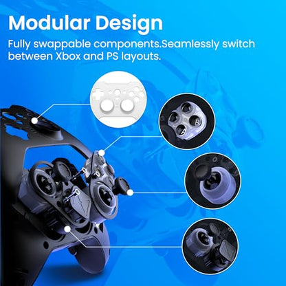 ZD O+ Excellence Wireless PC Controller – Modular Design, Hall Effect Joysticks, Remappable Buttons, RGB & Audio Jack for Switch/Switch2, PC, Android, iOS & Steam (Black) - color: Black