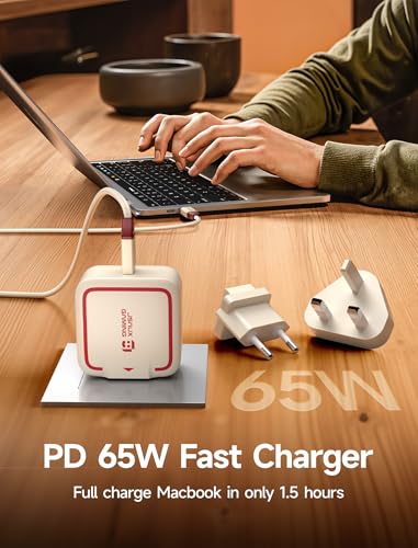 JSAUX 65W GaN USB C Charger for Switch 2, EU/UK Plug, 6.6FT Cable, White | Powers in TV Mode, GaN PD Fast Charge for ROG Xbox Ally, Steam Deck, ROG Ally, iPhone 17, Galaxy, Tablet & Laptop - color: Off-White